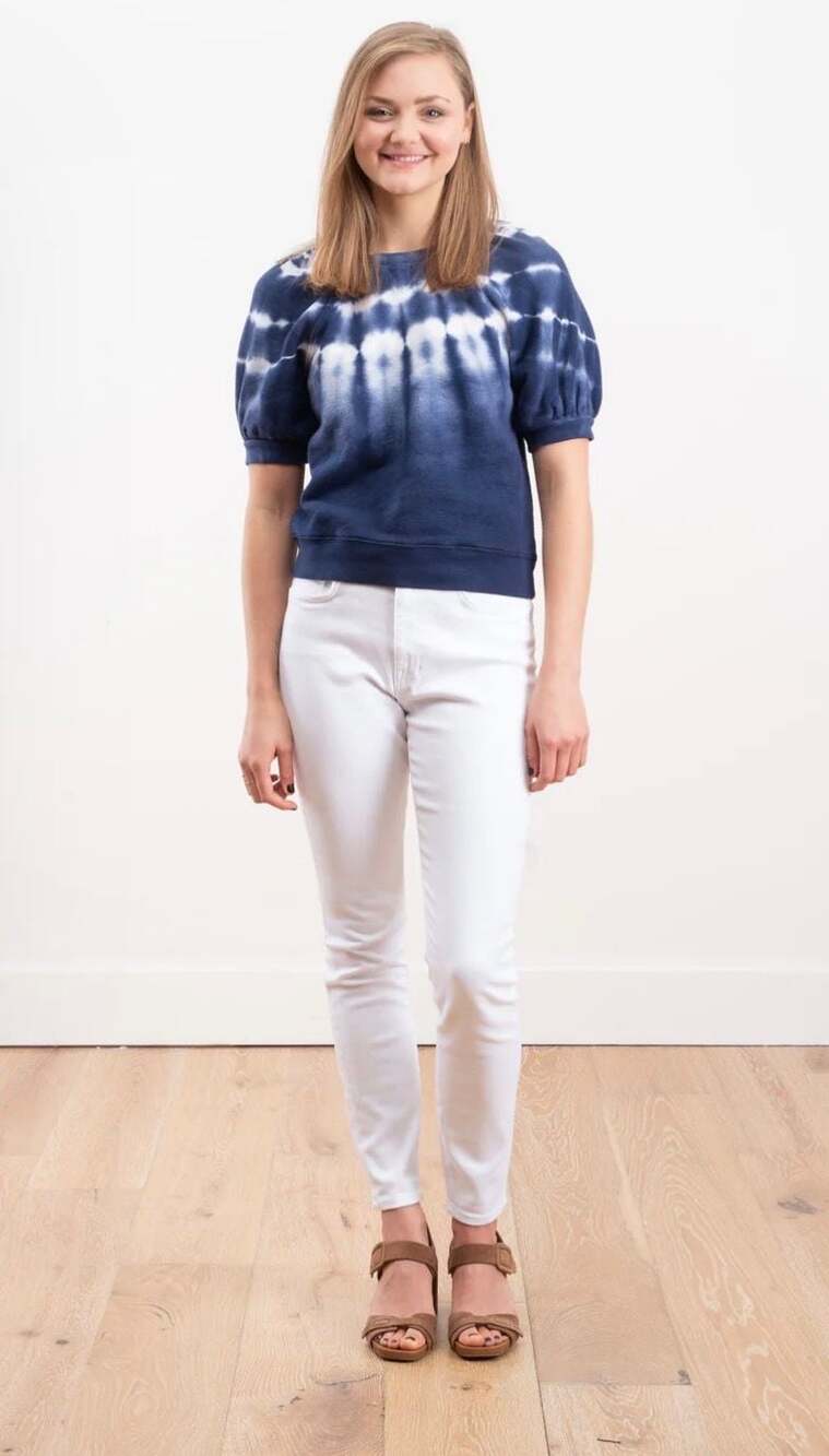 Ulla Johnson Arin Tie-Dye Puff Sleeve Sweatshirt